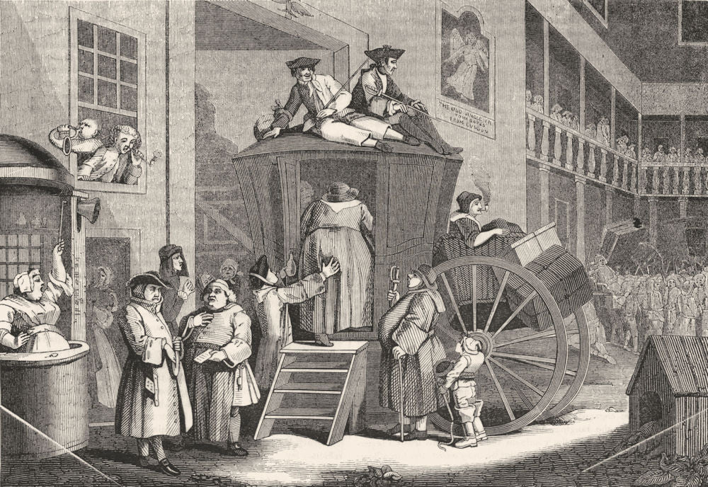 BUILDINGS. Country Inn Yard 1845 old antique vintage print picture